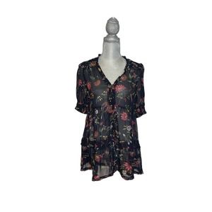 Anthropologie Sheer Floral Tunic Size: XS